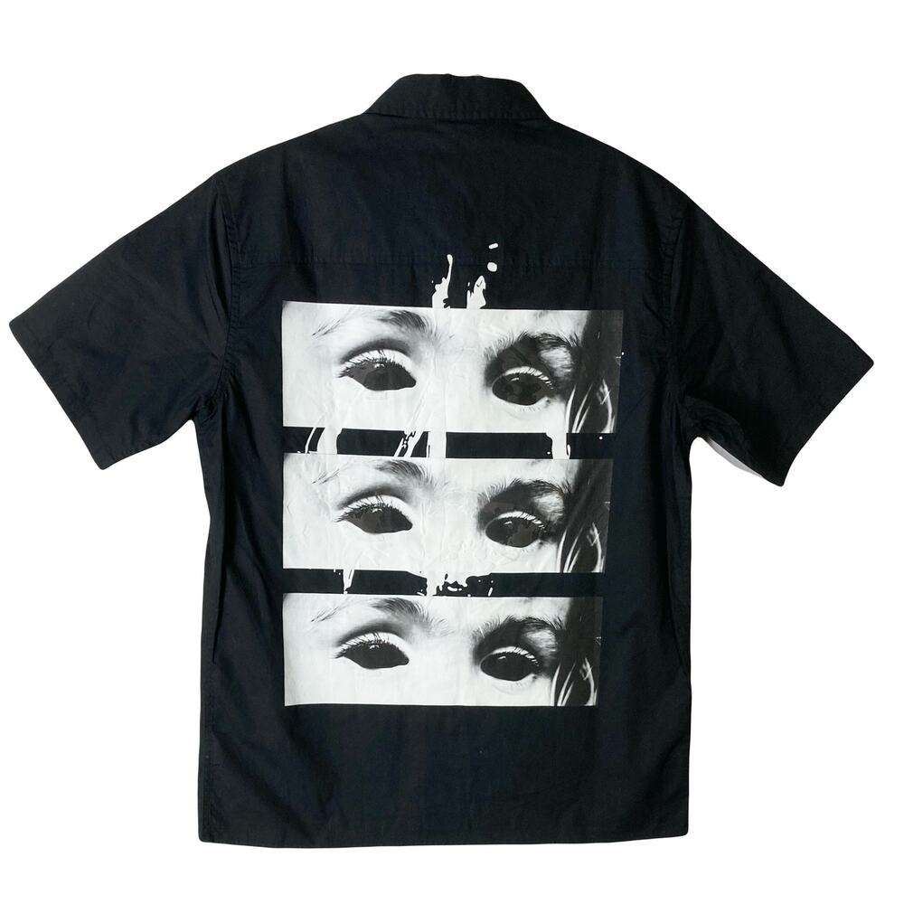 New HALFWAY DEAD Shirt Men S Graphic Logo Writing Art Poplin Black Short Sleeve